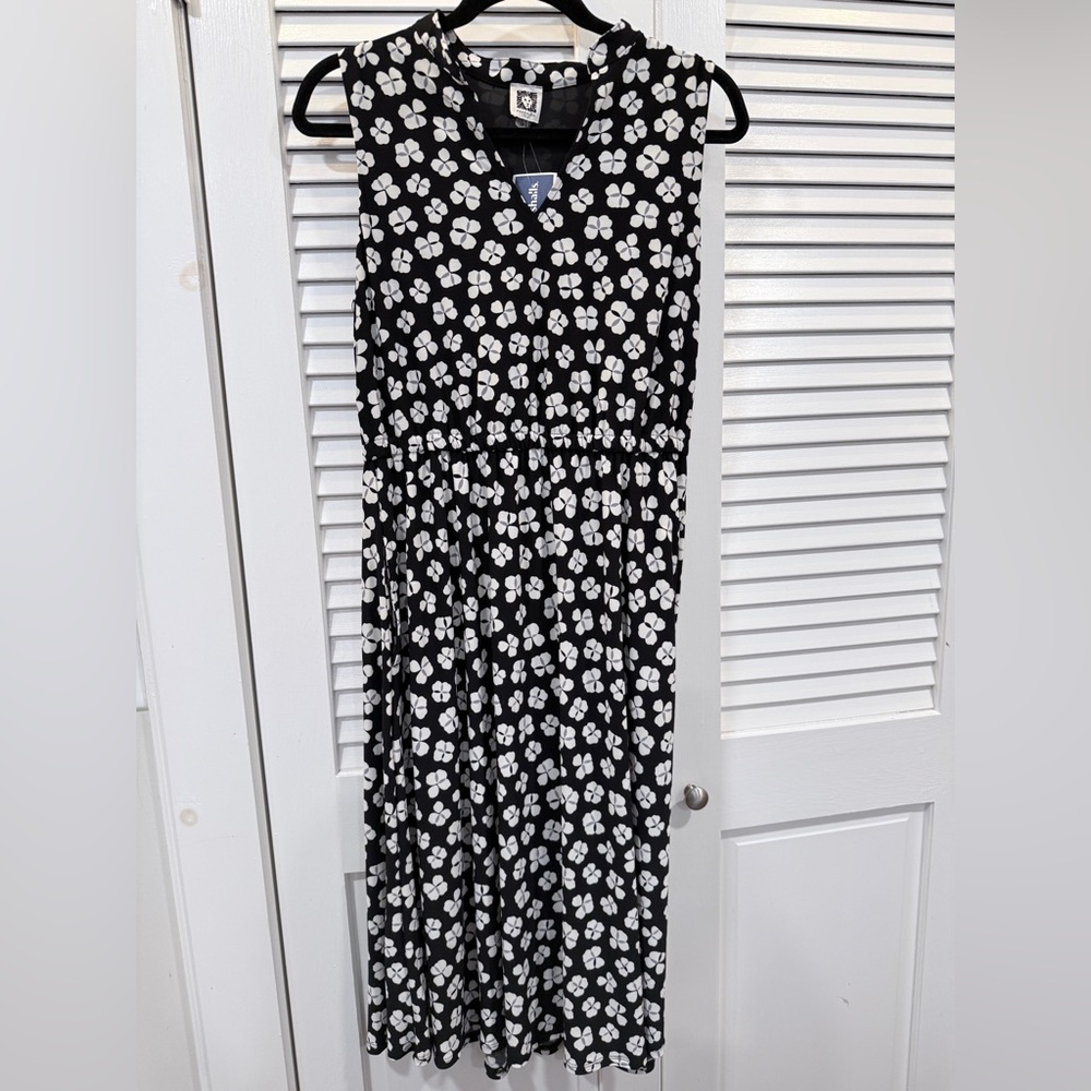 Anne Klein Black and White Floral Dress